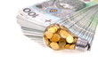 Great idea and glass bulb with many golden coins Great idea and glass bulb with many golden coins