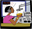 Young black female DJ on the radio