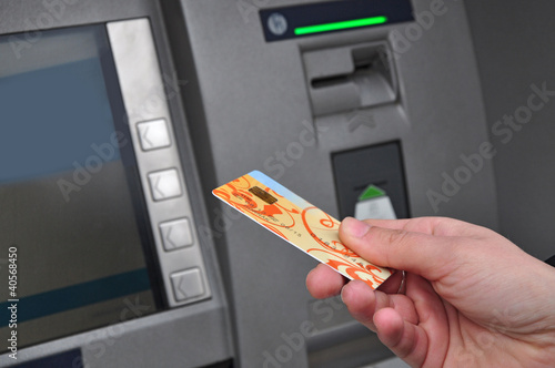 Photo: Electronic banking, credit card by ATM Electronic banking, credit card by ATM
