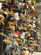 Photo: steel padlock on brige rail steel padlock on brige rail