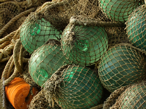 Photo: glass float, old fishing nets glass float, old fishing nets