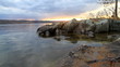 landscape of granite bank of the river.