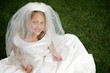 Photo: Sitting in Mom's Dress Sitting in Mom's Dress
