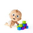 3d rendered toon illustration of a cute baby