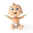 3d rendered toon illustration of a cute baby