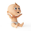 3d rendered toon illustration of a cute baby