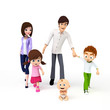 3d rendered toon illustration of a happy family