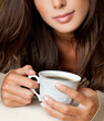 brunette with coffee