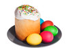 Easter cake and eggs isolated on a white background Easter cake and eggs isolated on a white background