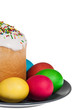 Easter cake and eggs isolated on a white background Easter cake and eggs isolated on a white background