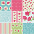Set of Seamless Floral Rose backgrounds - in vector