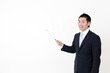 a portrait of asian businessman pointing
