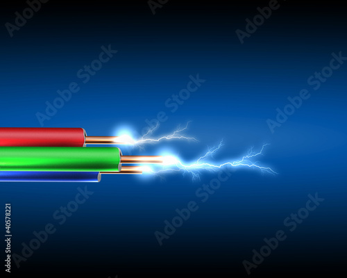 Illustration: Electric cord with electricity sparkls Electric cord with electricity sparkls
