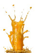 orange juice splash in the glass isolated on white