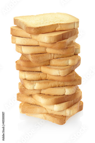 Photo: Rusk bread pile on white, clipping path included Rusk bread pile on white, clipping path included