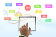 Photo: Business hand touching on computer monitor with domain name Business hand touching on computer monitor with domain name