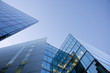 Blue glass buildings on blue sky