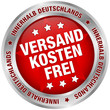 Button "Versandkostenfrei innerhalb Deutschlands" rot/silber