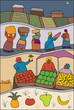 African scene with fruit vendors at market