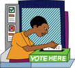 Young black voter at polling station
