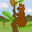 Illustration: Braunbär bei der Honigsuche Braunbär bei der Honigsuche