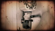 Video: Old coffee grinder with rotating beam sepia Old coffee grinder with rotating beam sepia