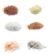 Collection of exotic sea salts isolated on white Collection of exotic sea salts isolated on white