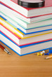 pile of books on wood pile of books on wood