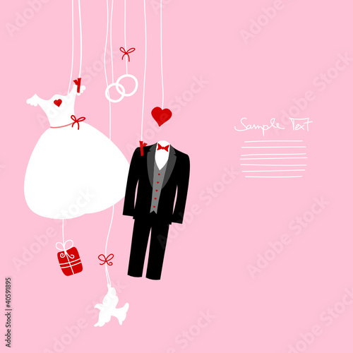 Hanging Wedding Symbols Pink Background