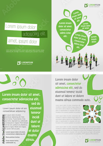 Vettoriale: Green template for advertising brochure with business people Green template for advertising brochure with business people