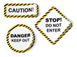 Vector stickers with danger tape Vector stickers with danger tape