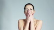 Video: Skin care beauty woman laughing smiling happy and cheerful. Skin care beauty woman laughing smiling happy and cheerful.
