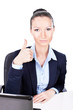 Business woman showing thumb up