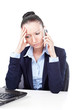 Disappointed business woman  talking on the phone