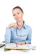 Business woman  with glasses in hand