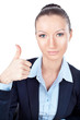Businesswoman gesturing with a thumbs up