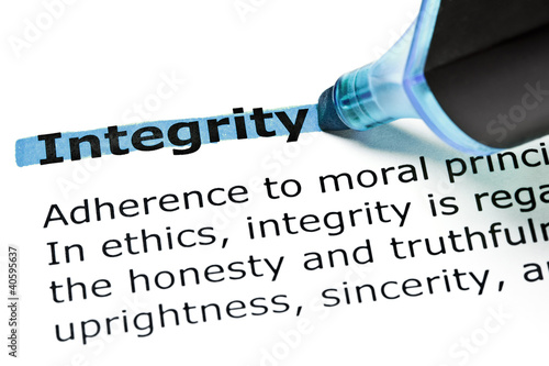 Photo: Integrity highlighted in blue Integrity highlighted in blue