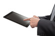 Senior hands with tablet PC