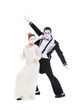 studio shot of funny dancing mimes