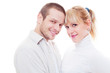 studio shot of smiley man and woman studio shot of smiley man and woman