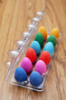 Twelve colorful chocolate easter eggs