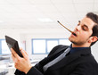 Businessman using a calculator