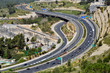 highway with many cars in Jerusalem, top view highway with many cars in Jerusalem, top view