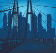 blue modern bridge to city blue modern bridge to city
