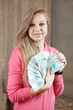 happy girl with many roubles happy girl with many roubles