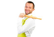 Handsome man with an apron and cooking tools