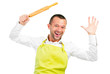 Handsome man with an apron and cooking tools