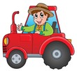 Vector: Cartoon farmer on tractor Cartoon farmer on tractor