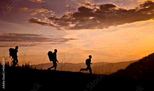 Photo: hikers on sunset hikers on sunset