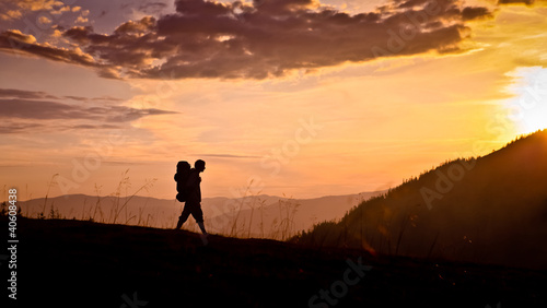 Photo: hiker on sunset hiker on sunset